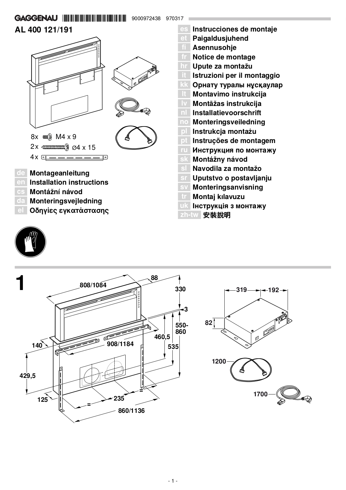 Gaggenau AL400-191 Installation Guide