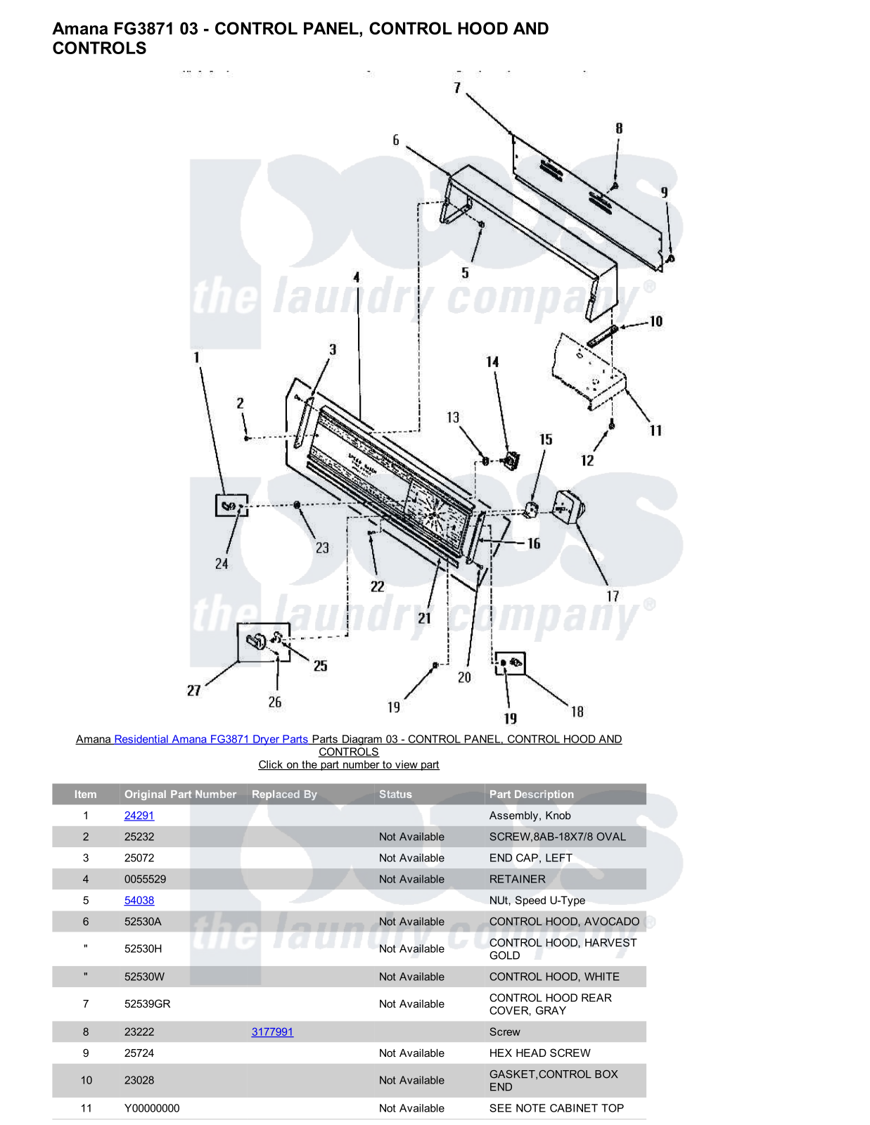 Amana FG3871 Parts Diagram