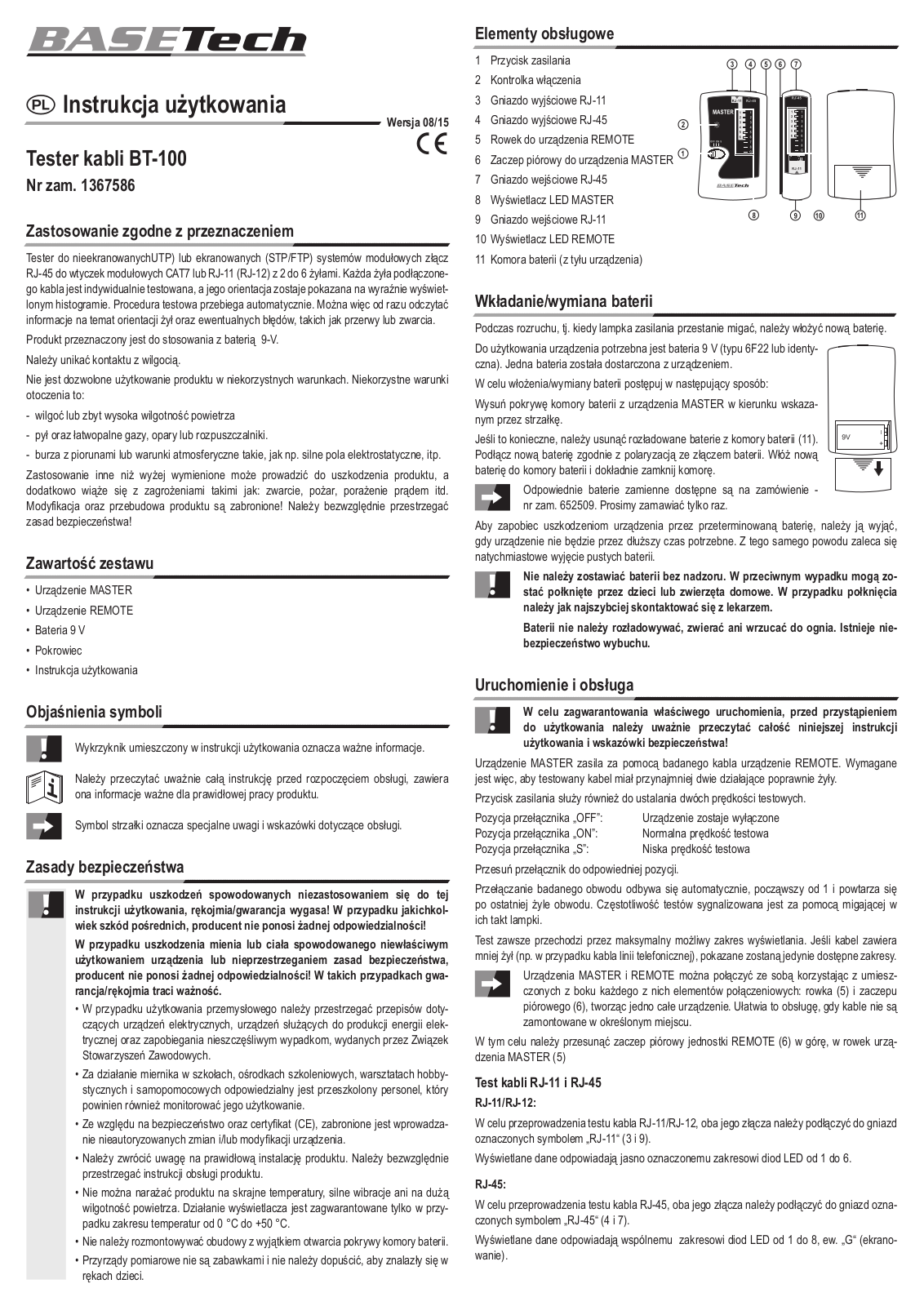 Basetech BT-100 User guide