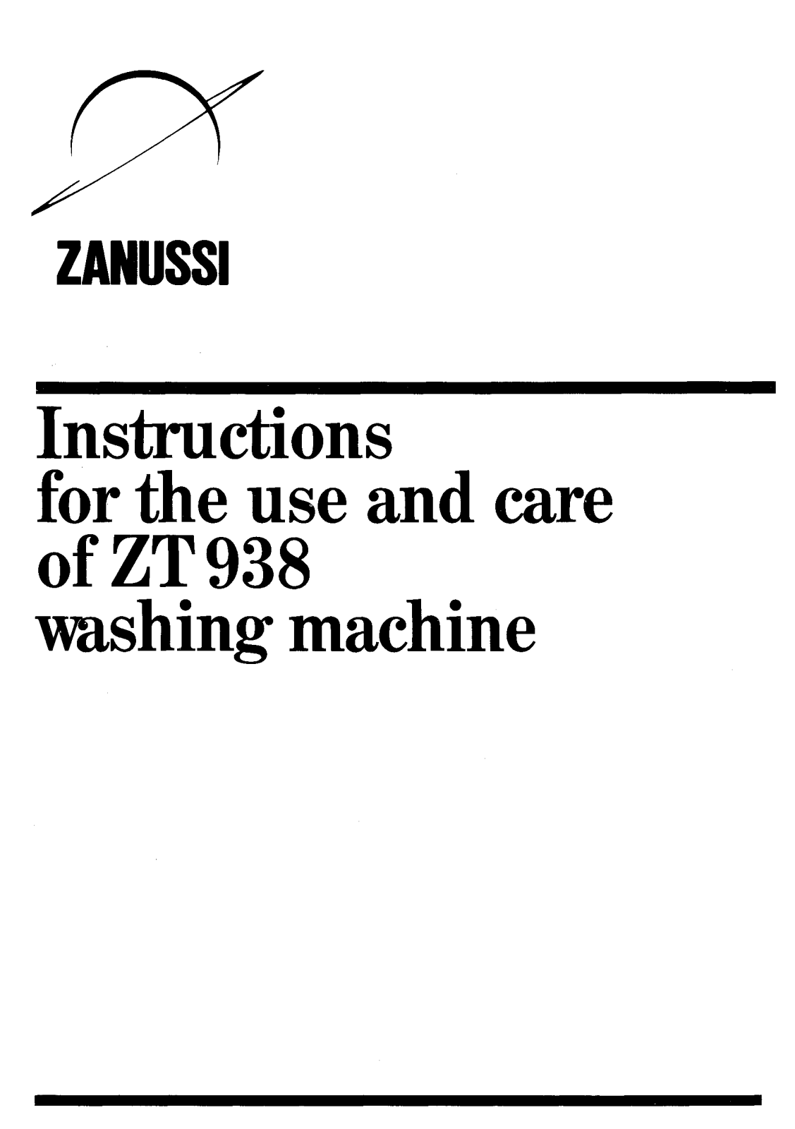 Zanussi ZT938 User Manual