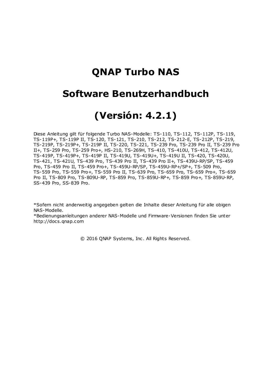 QNAP TS-110, TS-112, TS-112P, TS-119, TS-119P Software User Guide (Version: 4.2.1)