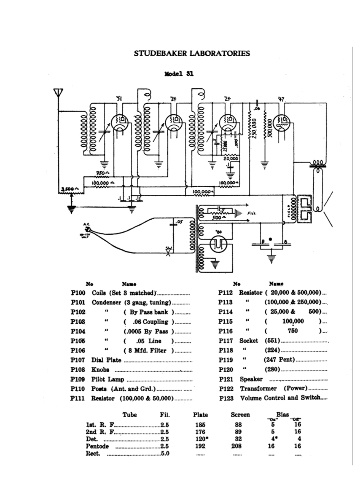 Studebaker 31 schematic