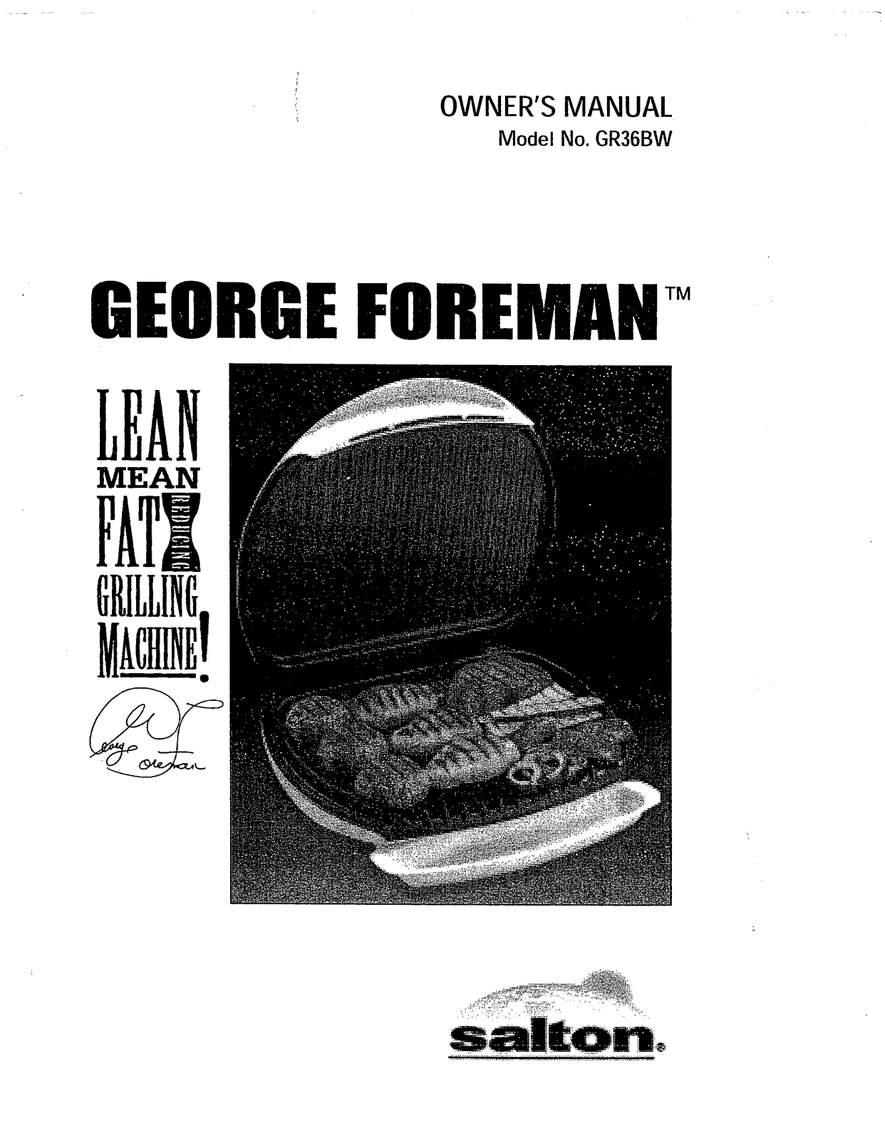 George Foreman GR36BW User Manual