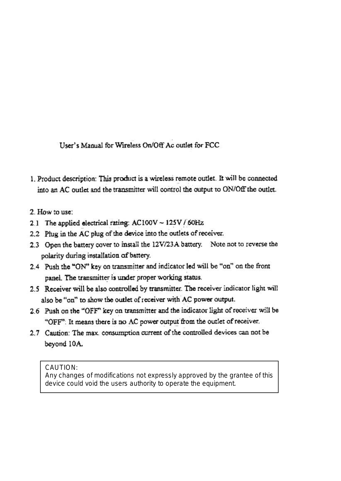 Powertech Co TX03A Users manual