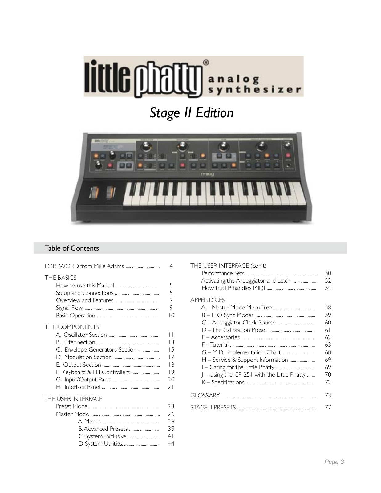 Moog Music Little Phatty Stage II User Manual