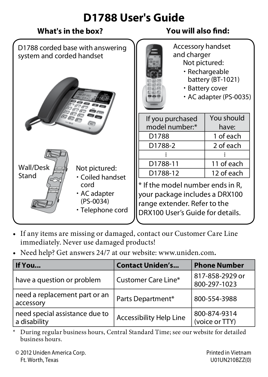 Uniden D17882, D17882T User Manual