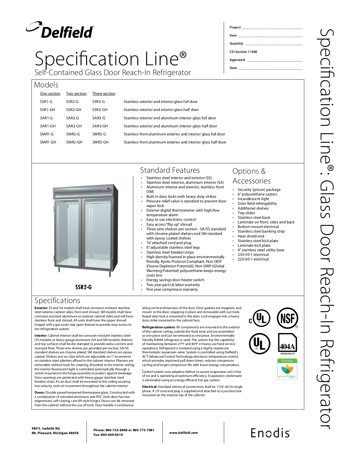 Delfield SMR-G, SAR, SSR User Manual