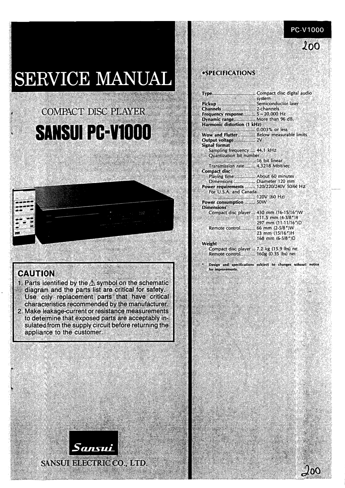 Sansui PC-V1000 Service Manual