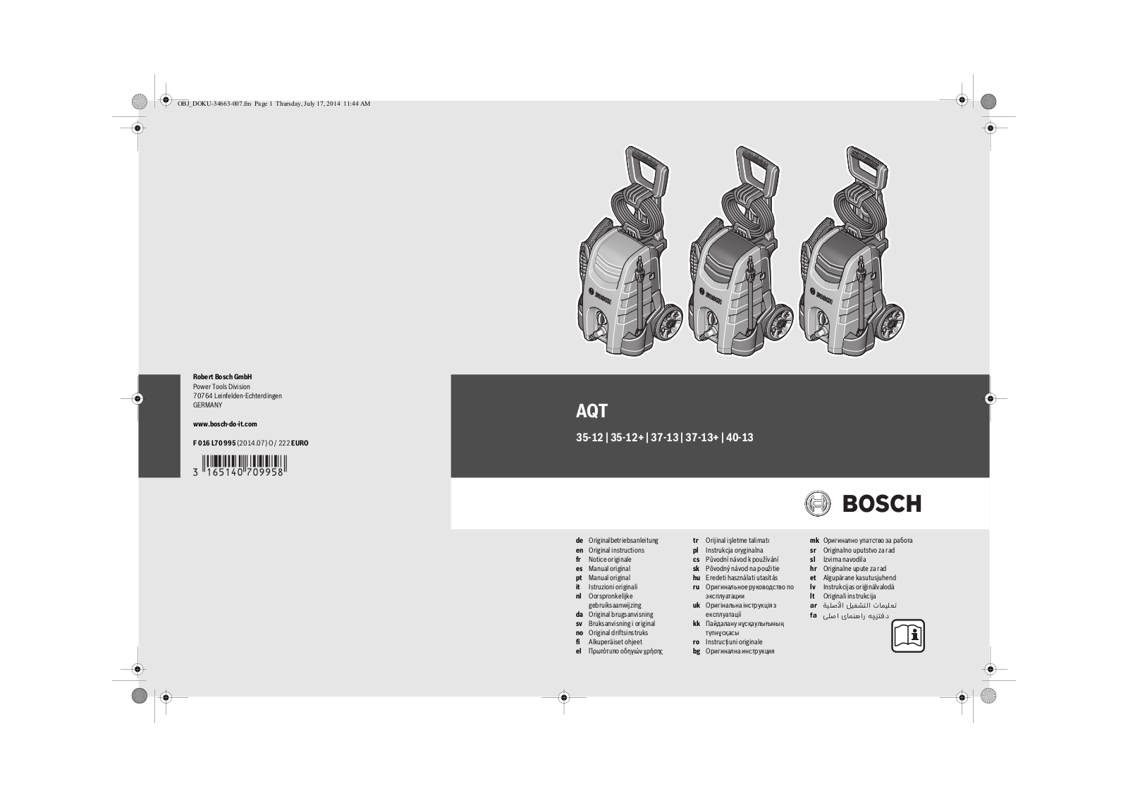 Bosch Aquatak AQT 37-13 User Manual