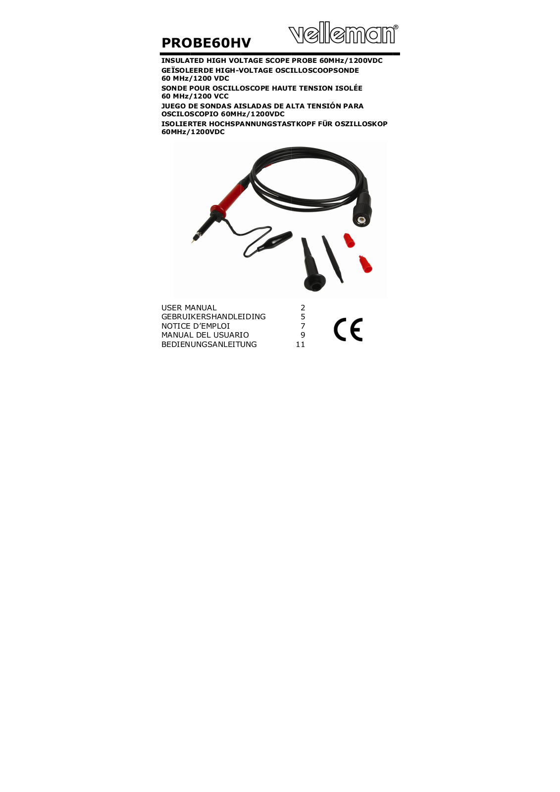 Velleman PROBE60HV User Manual