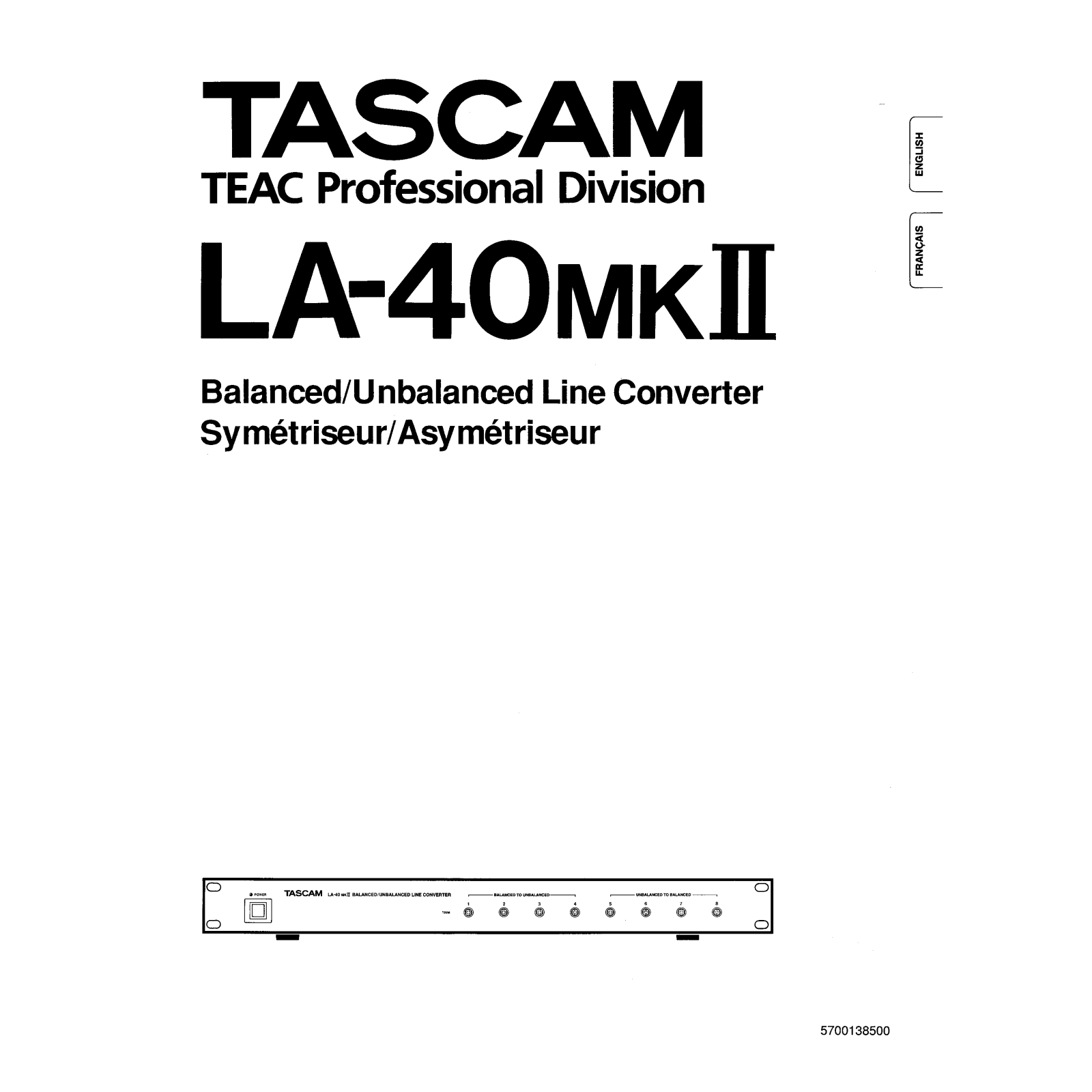 tascam LA-40mkII User Guide