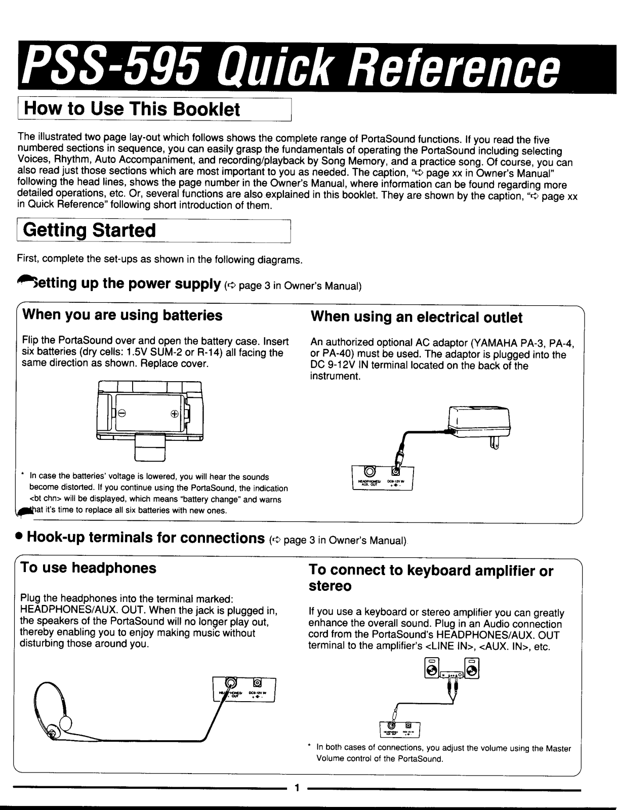 Yamaha PSS595E2, PSS595 User Manual