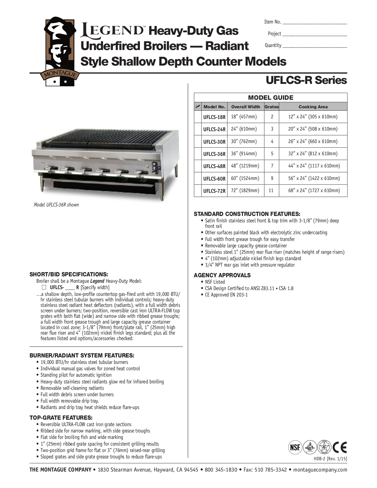 Montague UFLCS-18R User Manual