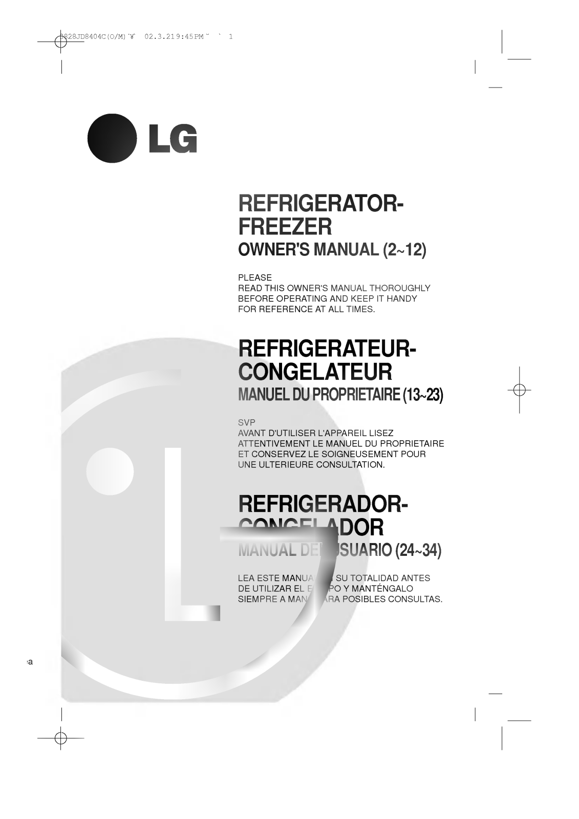 LG GR-S592QC Owner’s Manual