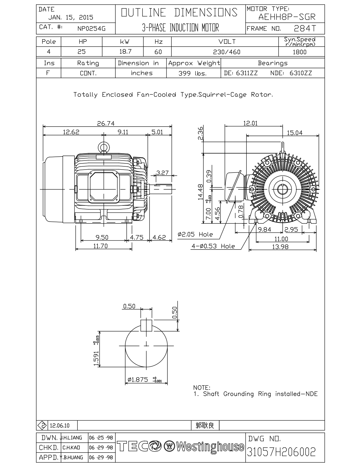 Teco NP0254G Reference Drawing