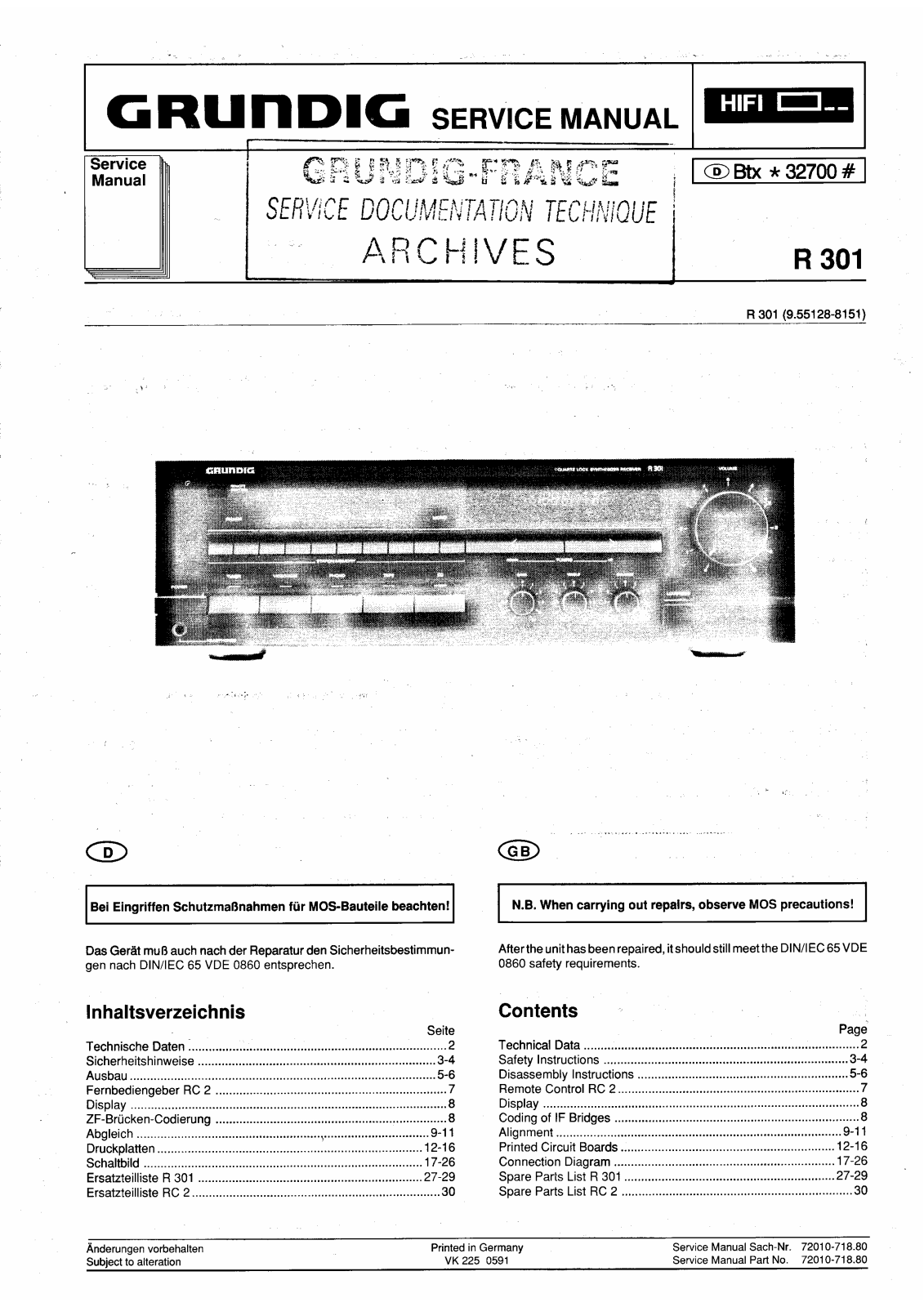 Grundig R-301 Service Manual