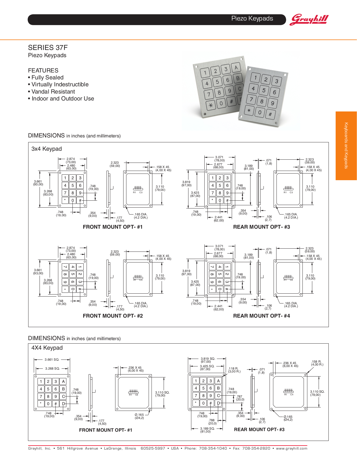 Grayhill Keypads 37F User Manual