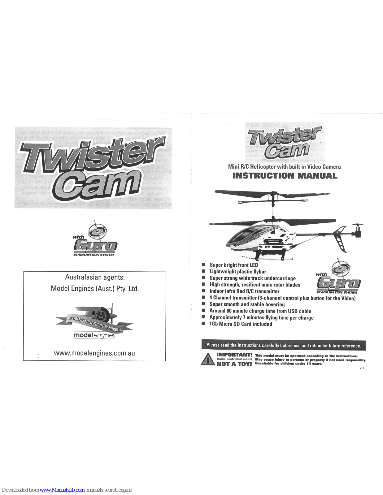 Model Engines Twister Cam Instruction Manual