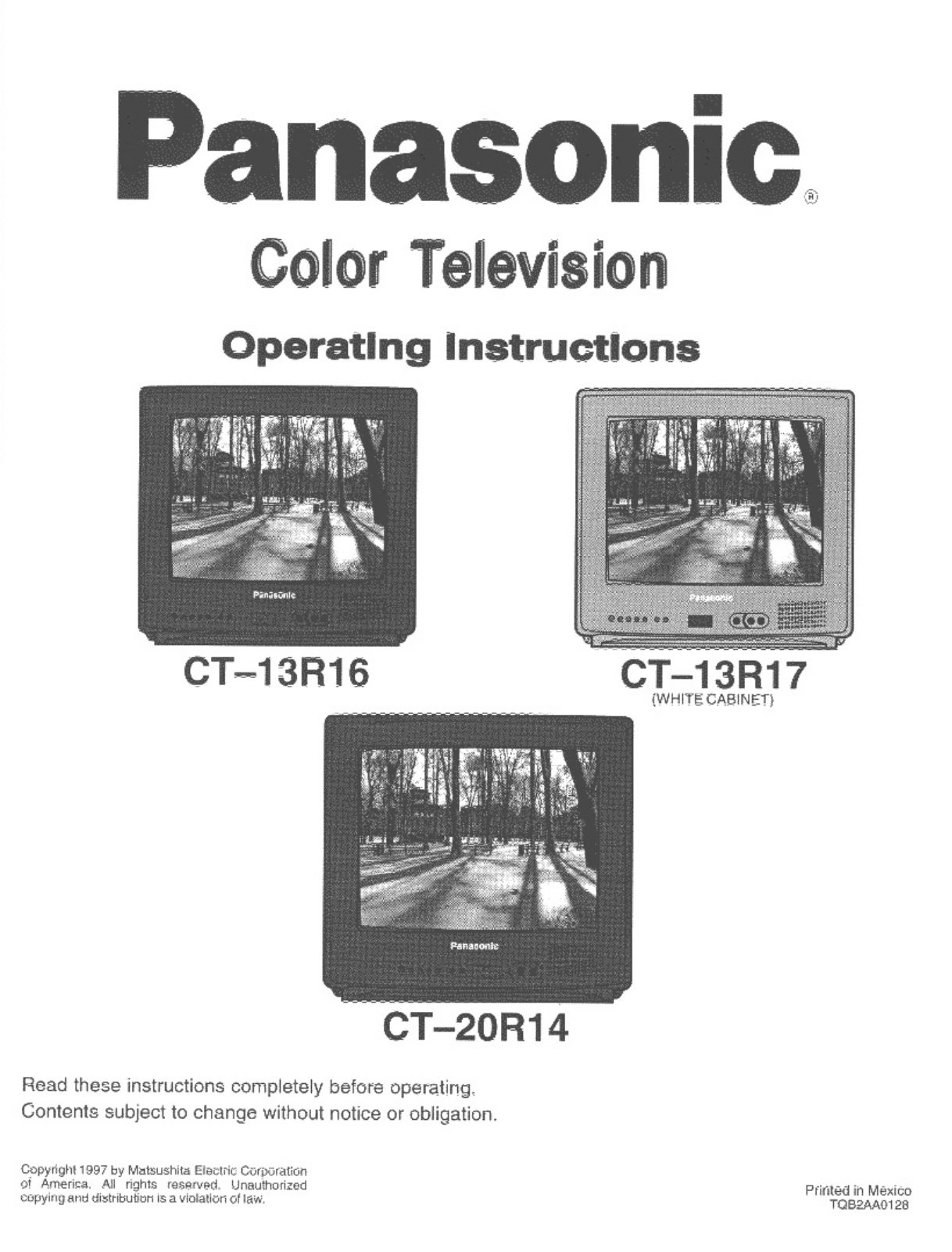 Panasonic CT-20R14V User Manual