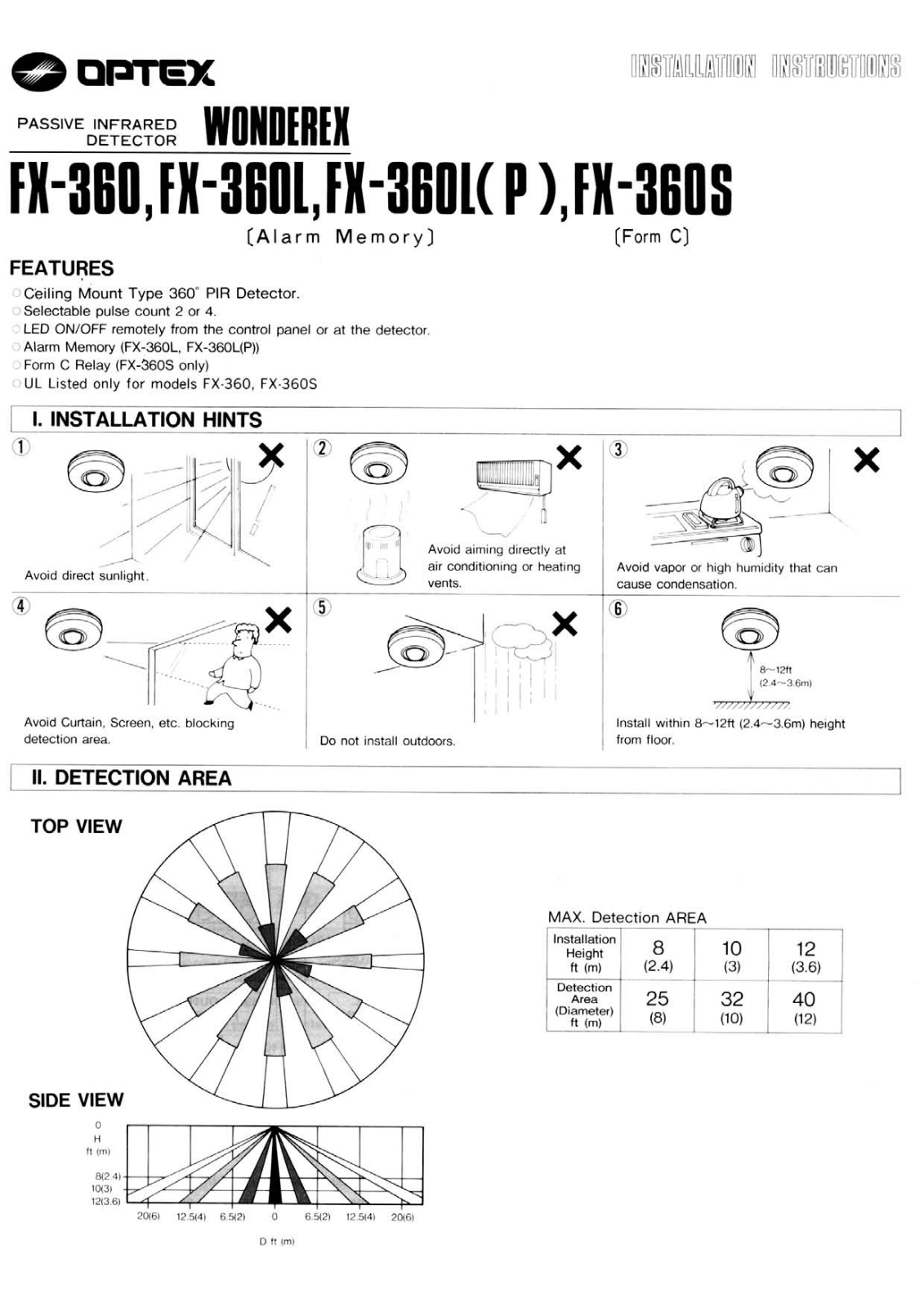 Optex FX-360 Installation