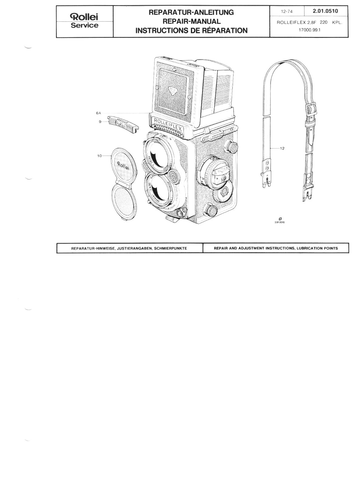 Rollei Rolleiflex 2.8 F Repair manual