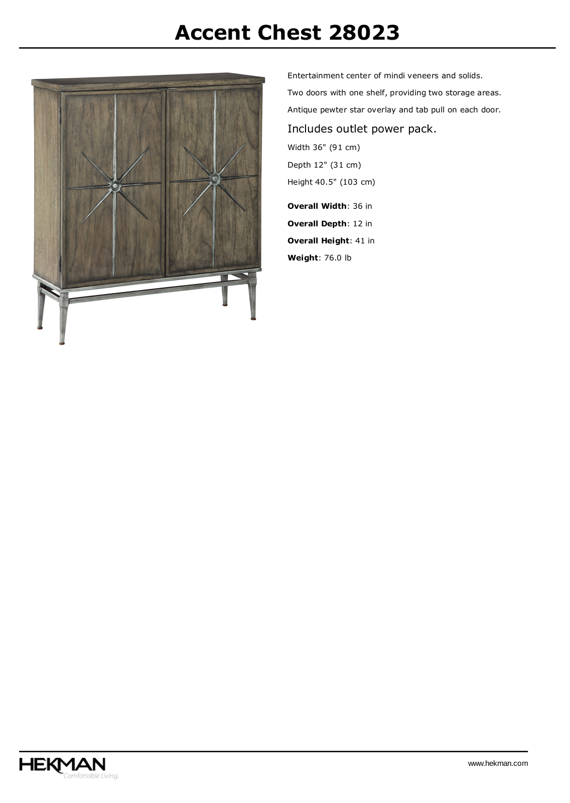 Hekman W002675936 Specifications - ManualMachine.com