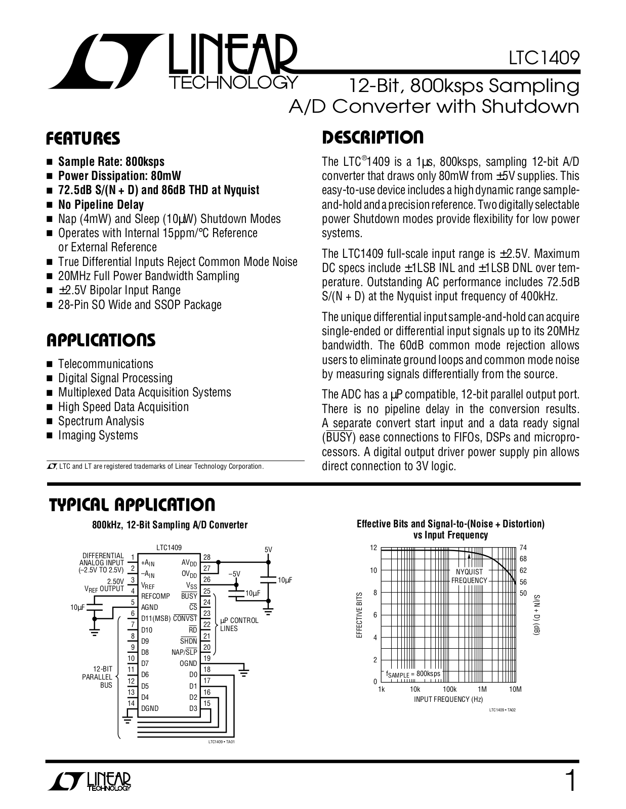 Linear Technology LTC1409 Datasheet