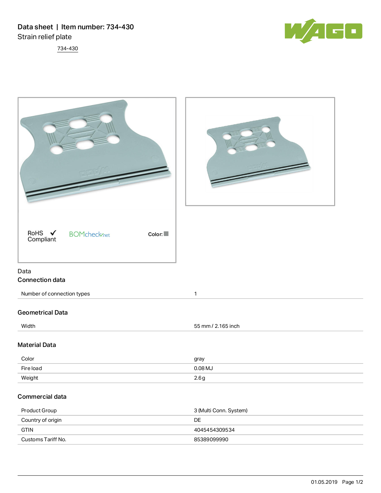 Wago 734-430 Data Sheet