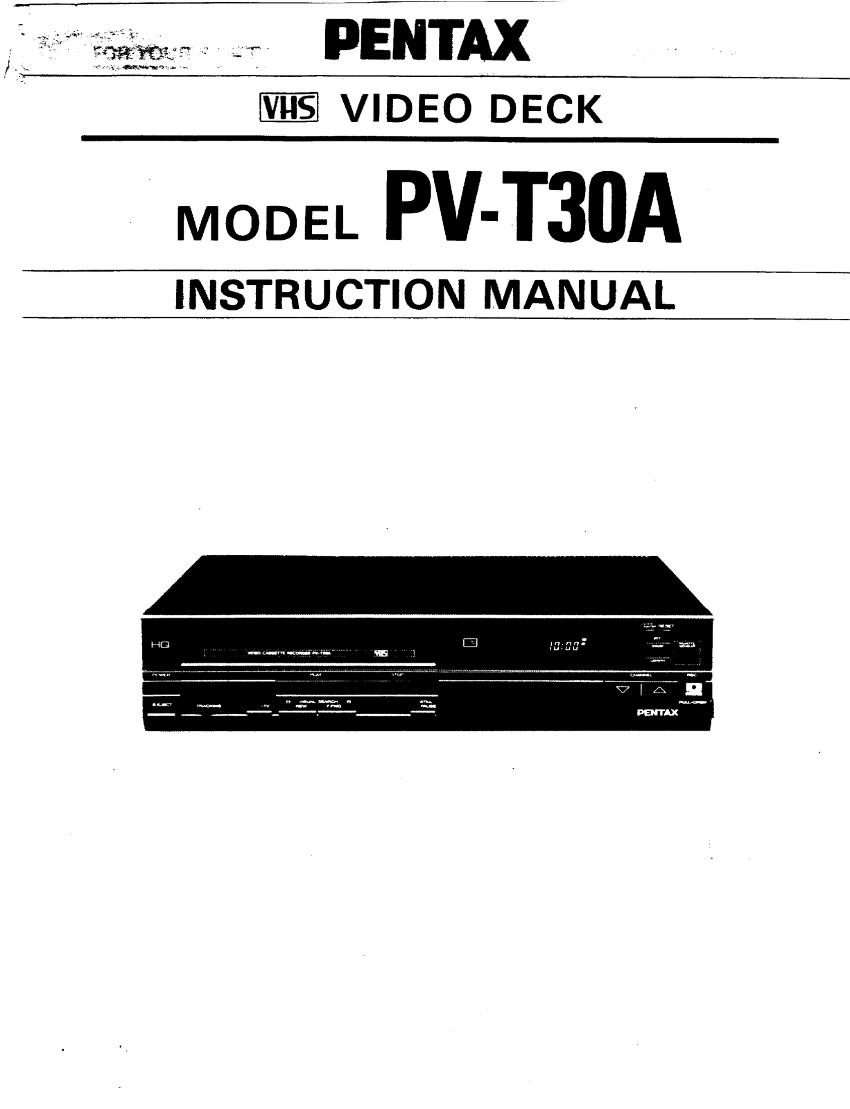 Pentax PVT30A Instruction Manual