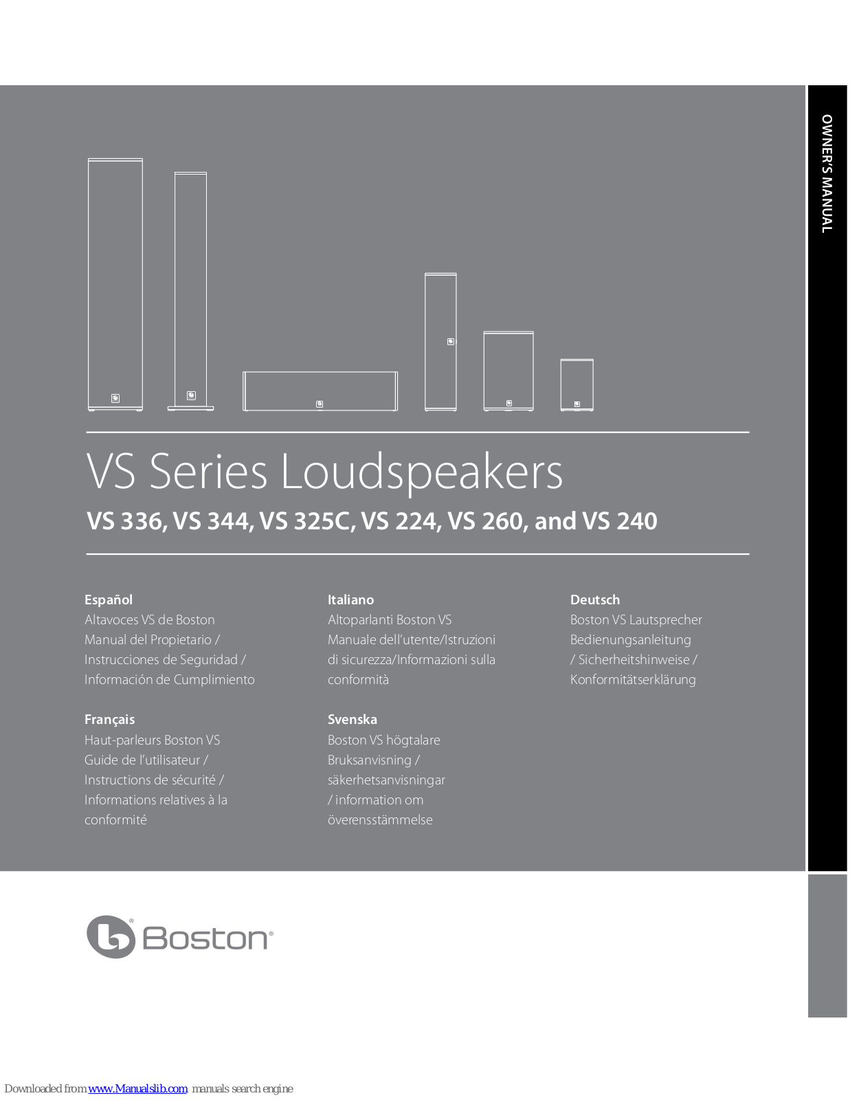 Boston VS 336, VS 344, VS 325C, VS 224, VS 260 Owner's Manual