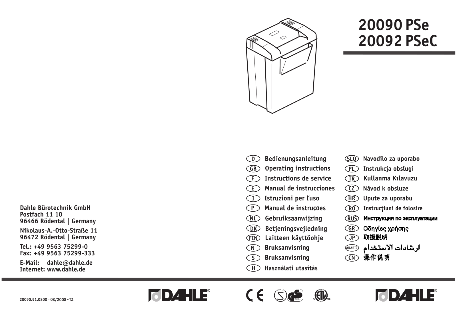 Dahle 20092 User guide