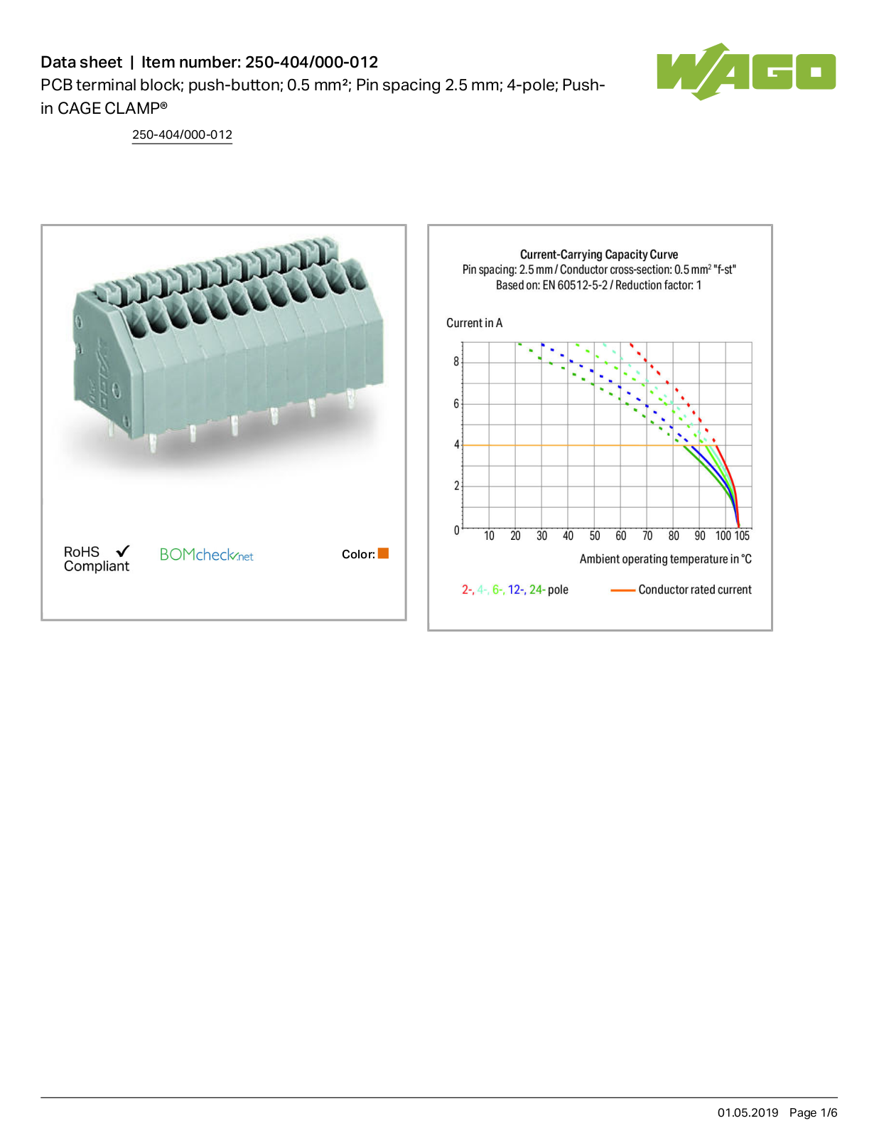 Wago 250-404/000-012 Data Sheet