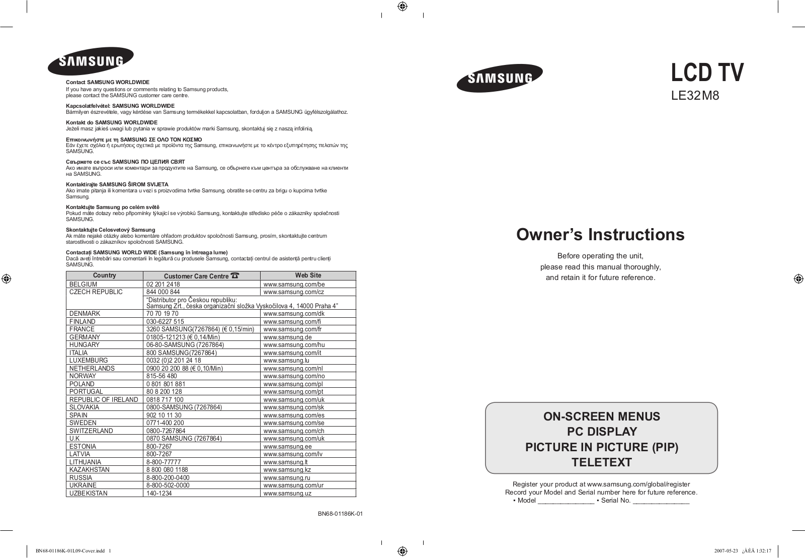 Samsung LE32M87BD User Manual