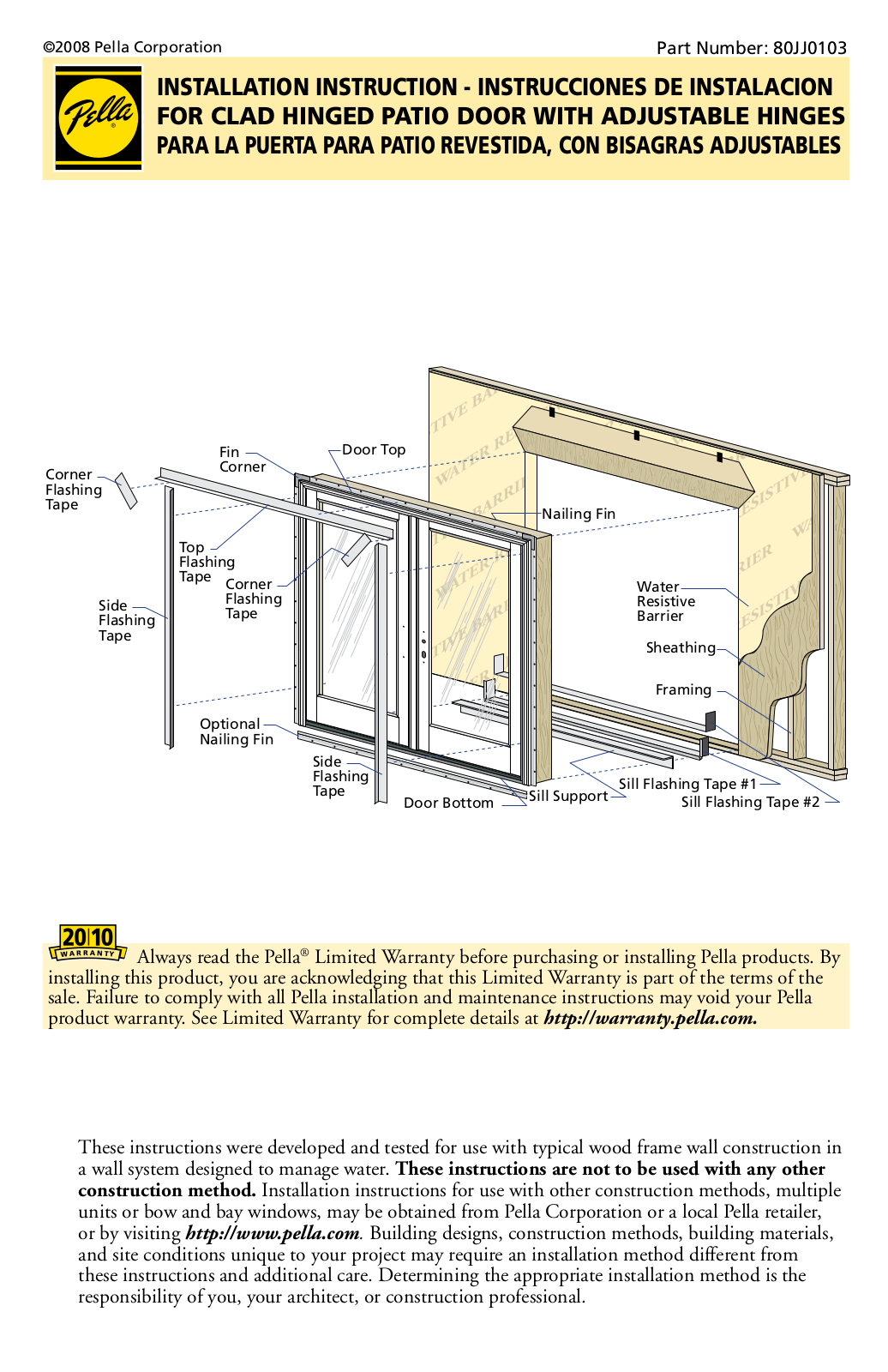 Pella 80JJ0103 User Manual