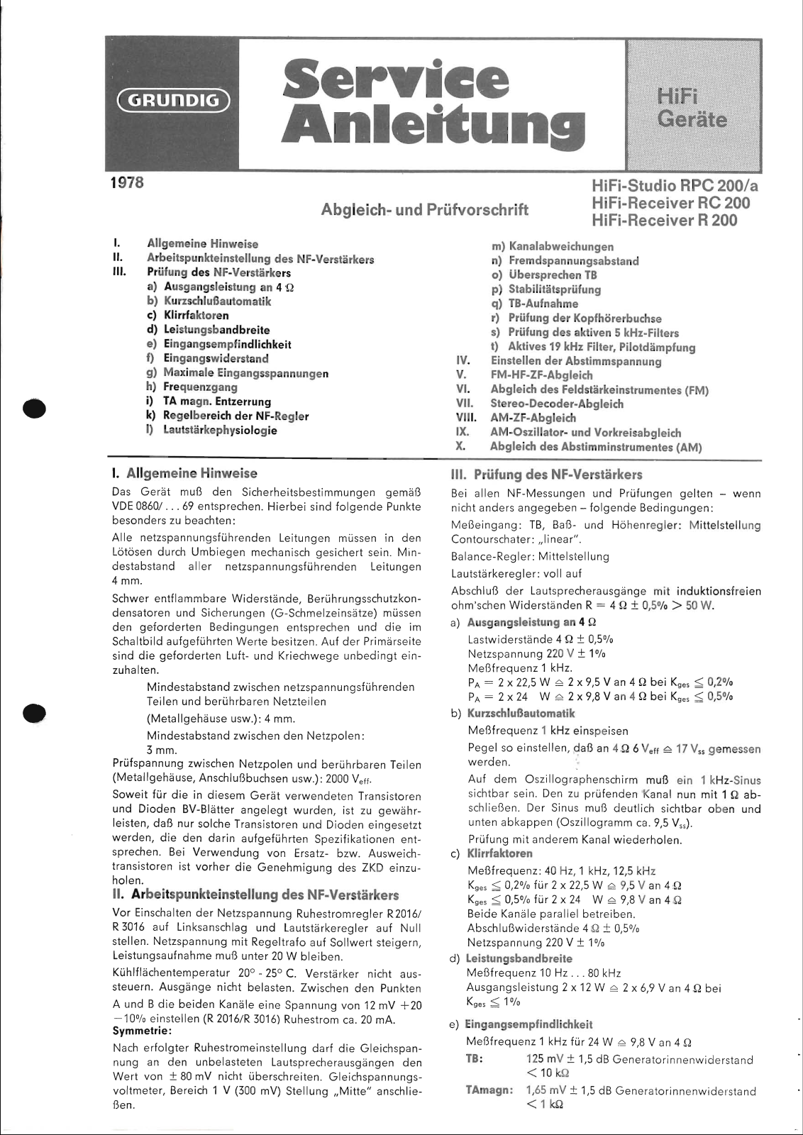 Grundig MV-4-R-200 Service Manual