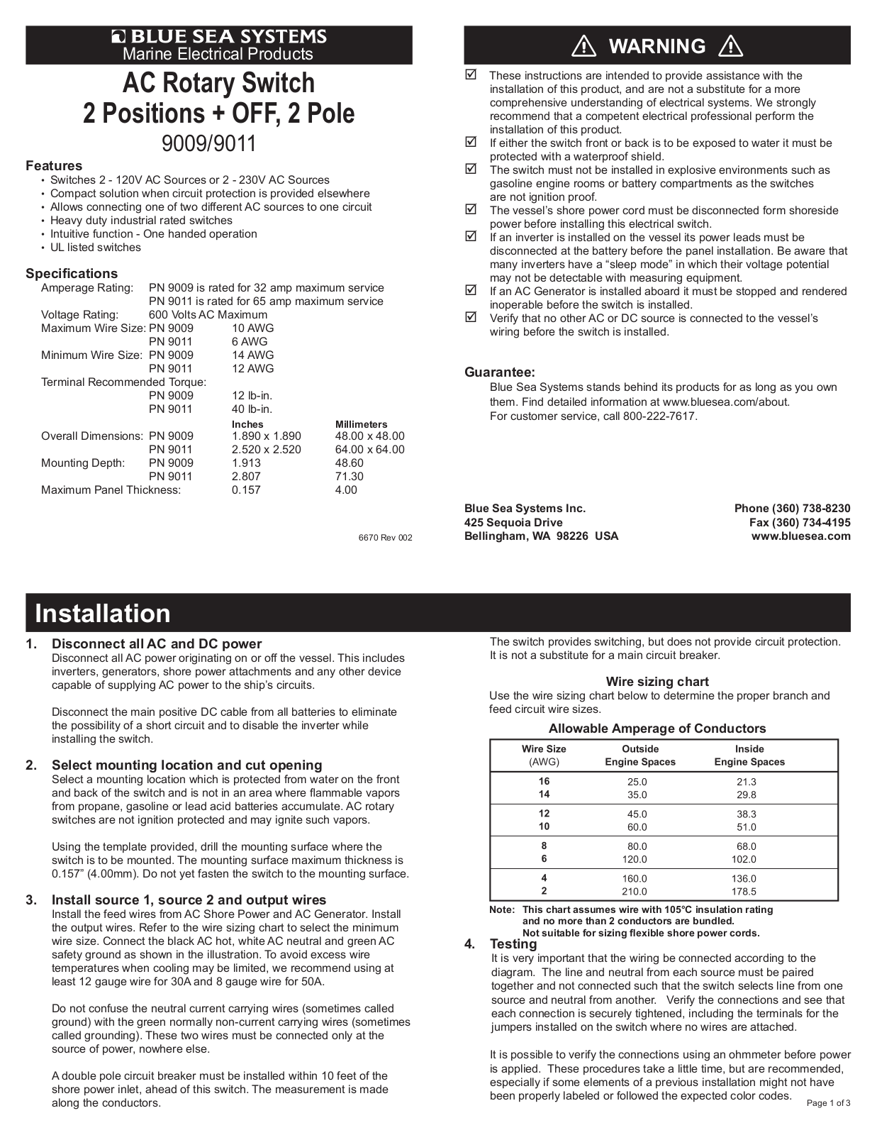 Blue Sea Systems 9009 User Manual