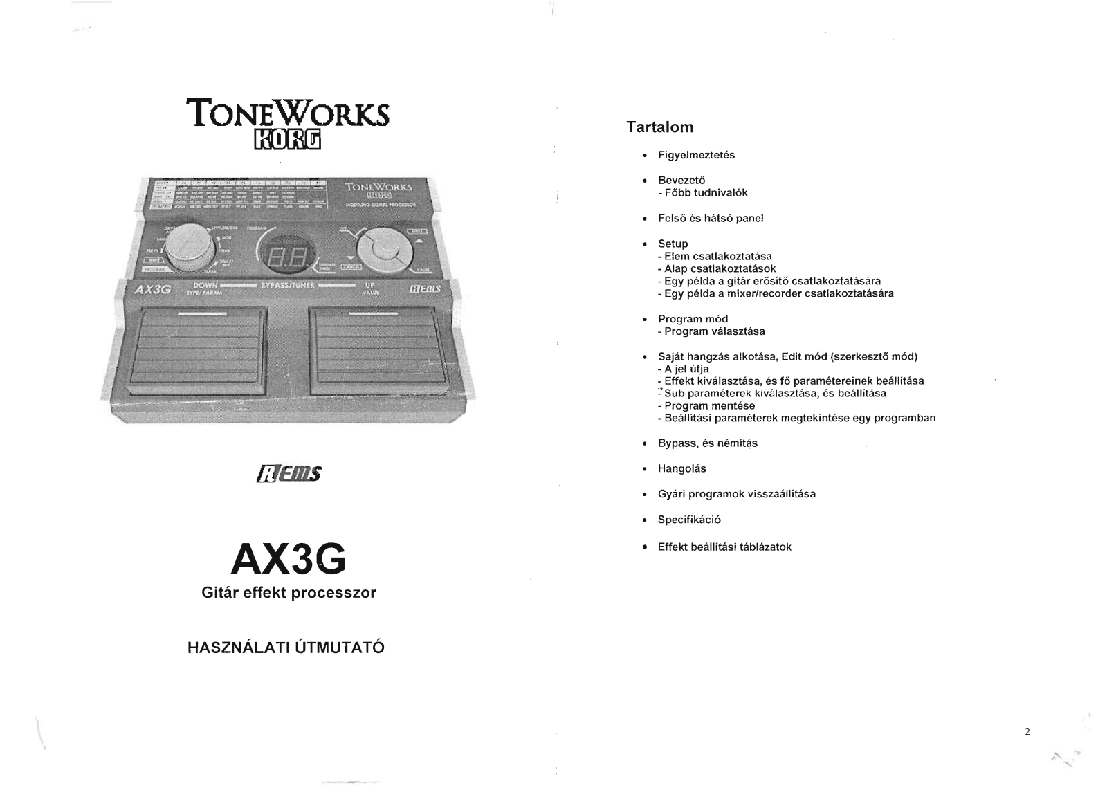 Korg AX3G User guide