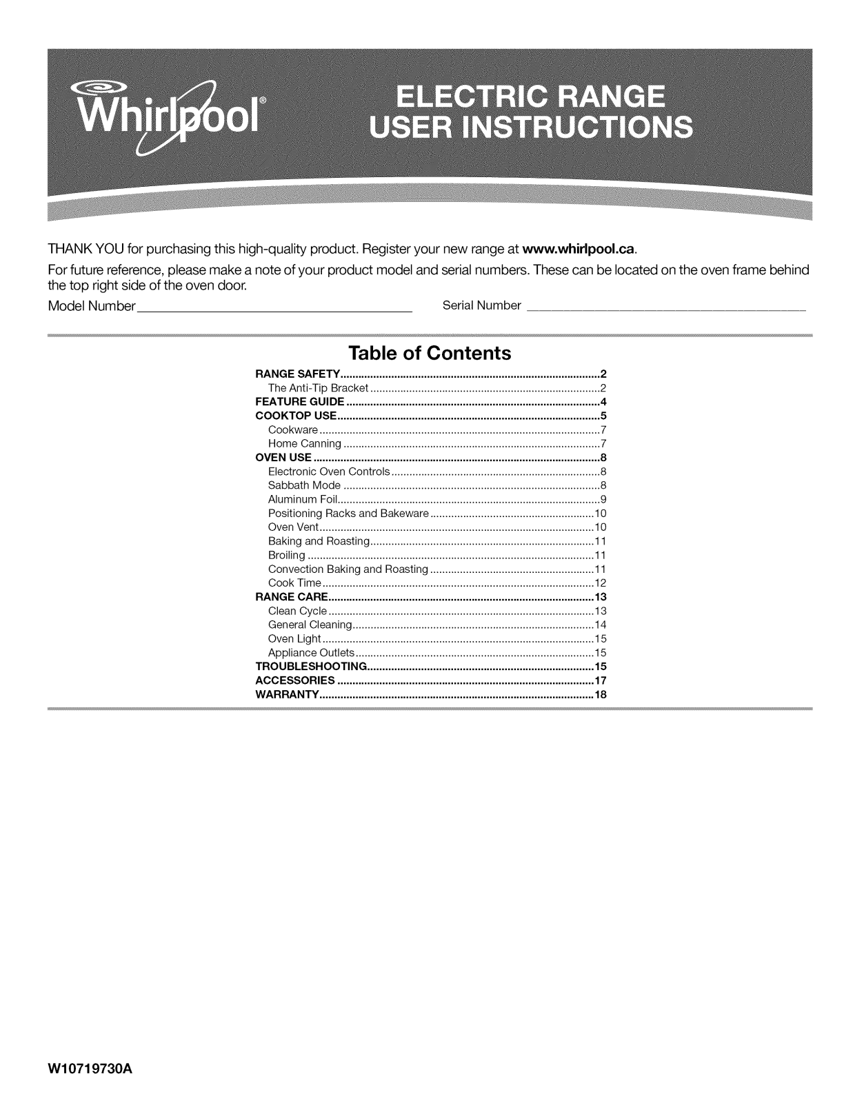 Whirlpool YWFE540H0ES0, YWFE540H0EW0, YWFE540H0EH0, YWFE540H0EE0, YWFE540H0EB0 Owner’s Manual