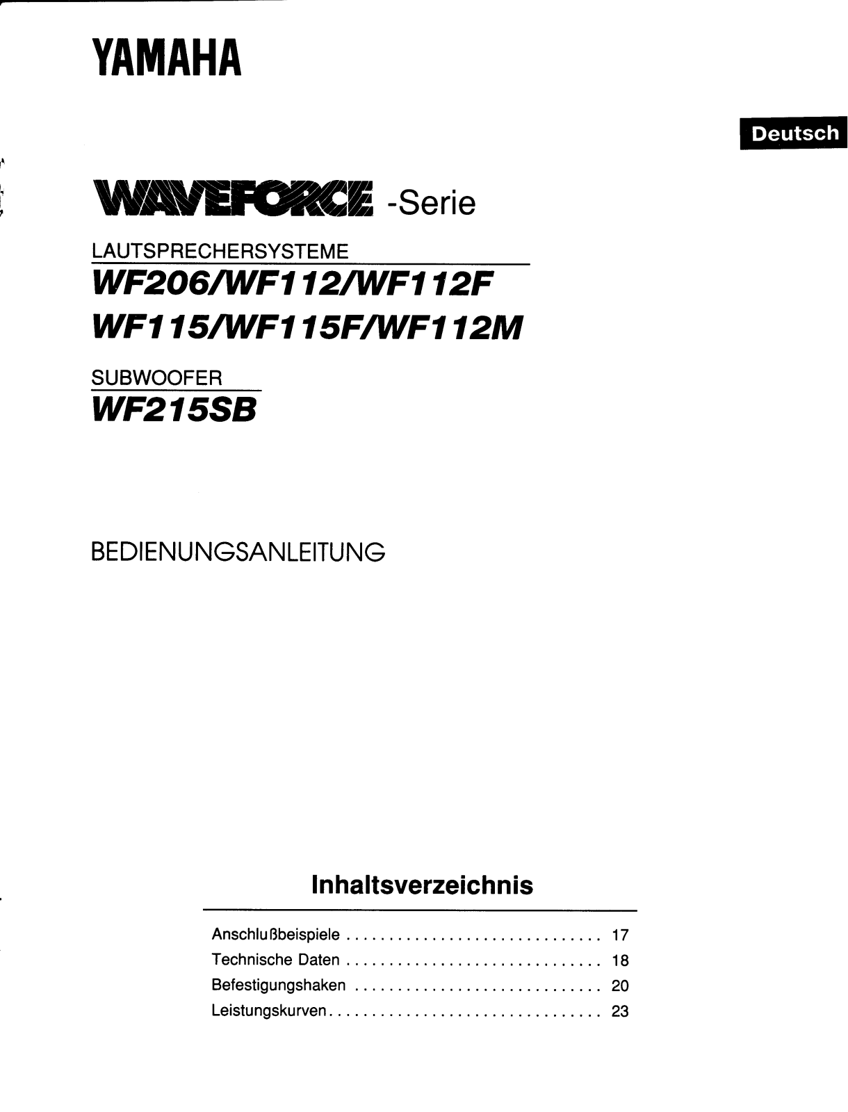 Yamaha WF206, WF112, WF112F, WF115, WF115F User Manual