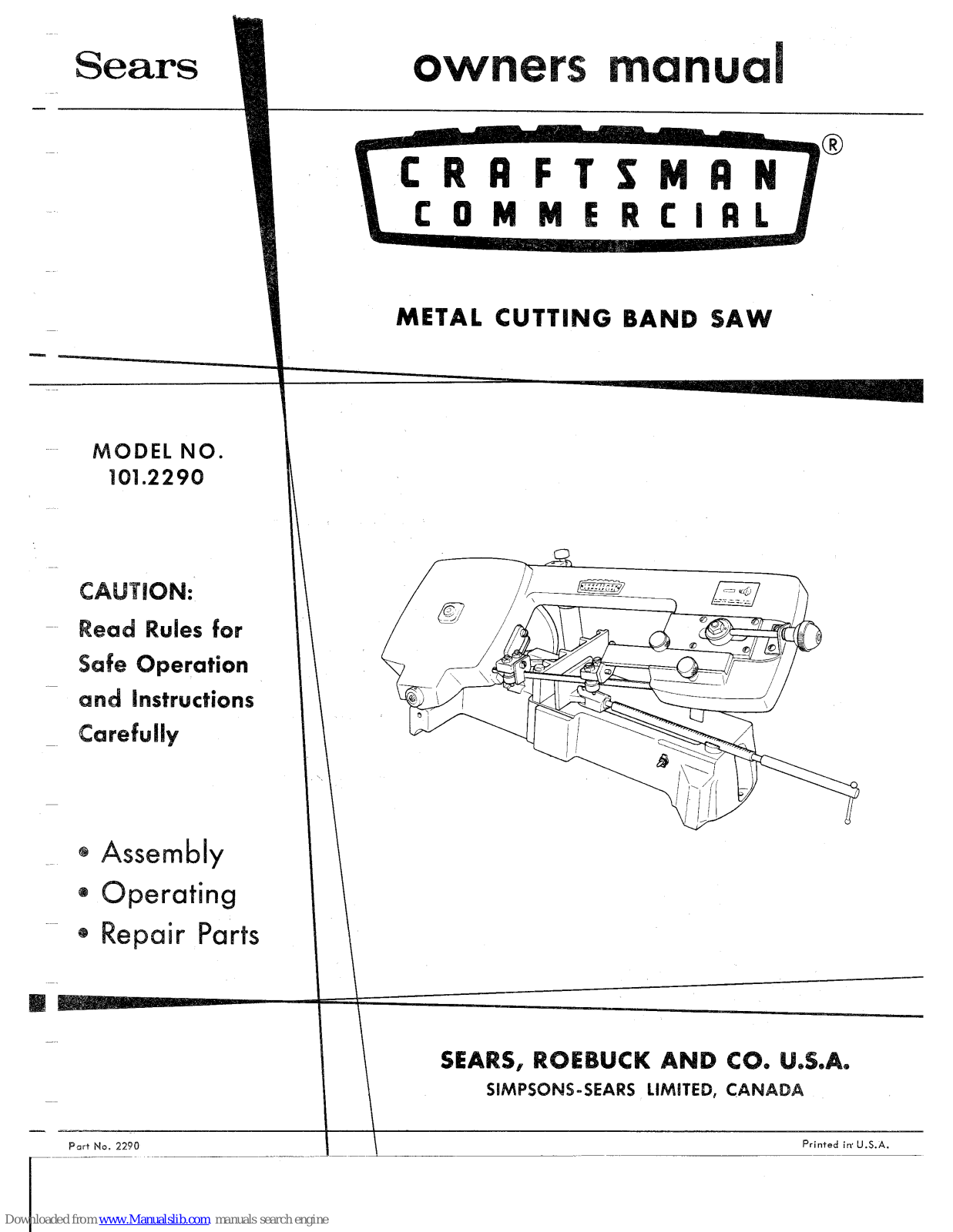 Craftsman 101.2290 Owner's Manual