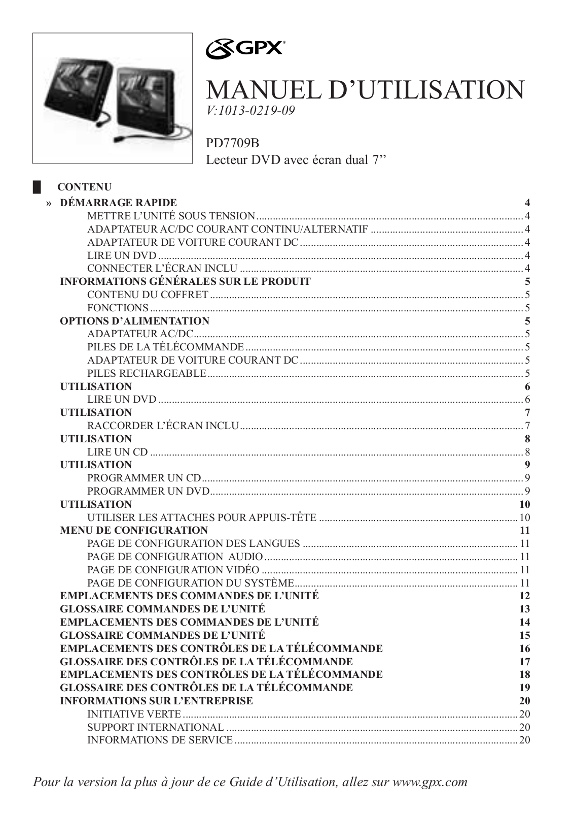 GPX PD7709 Owner's Manual