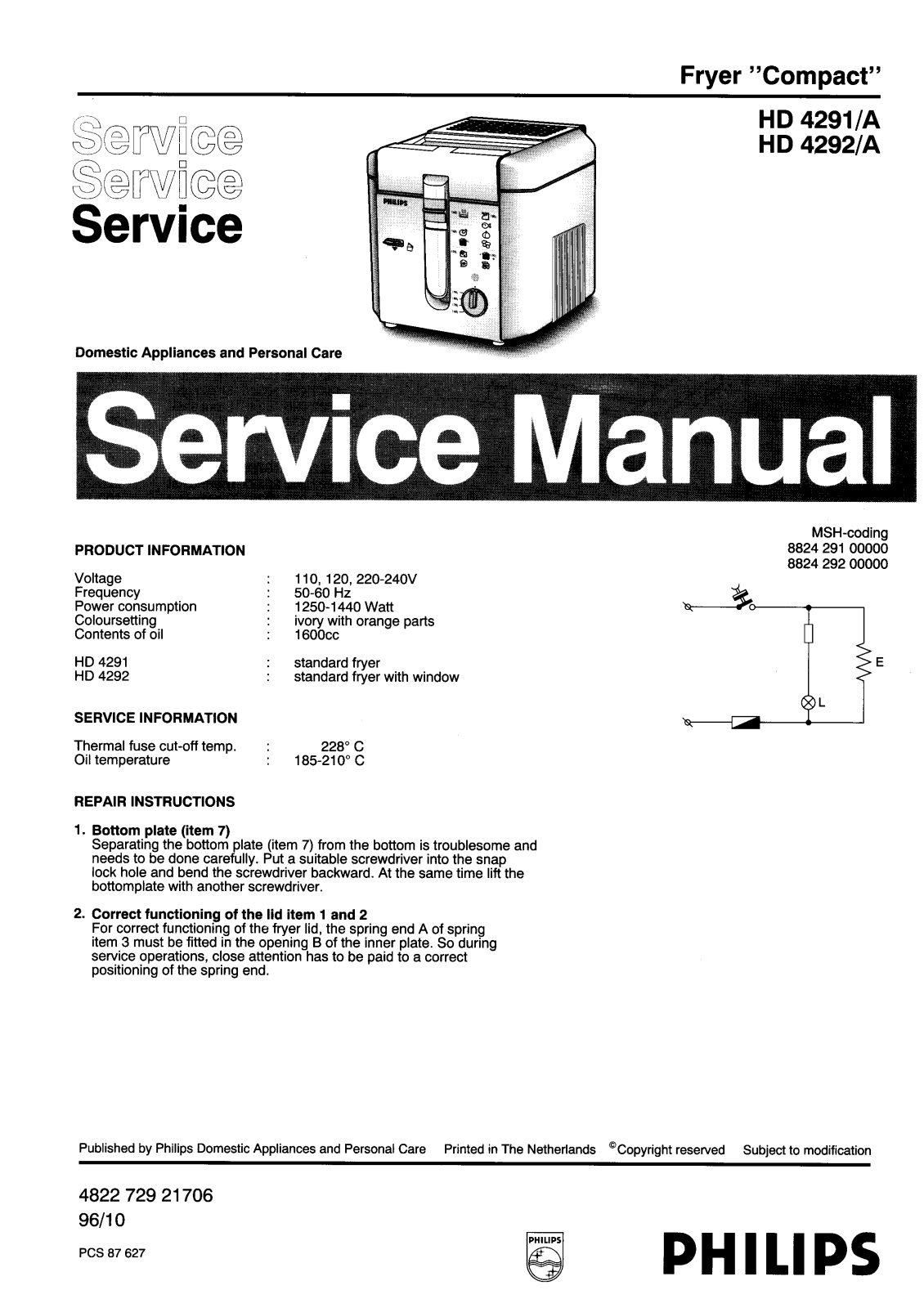 Philips HD4291A Service Manual