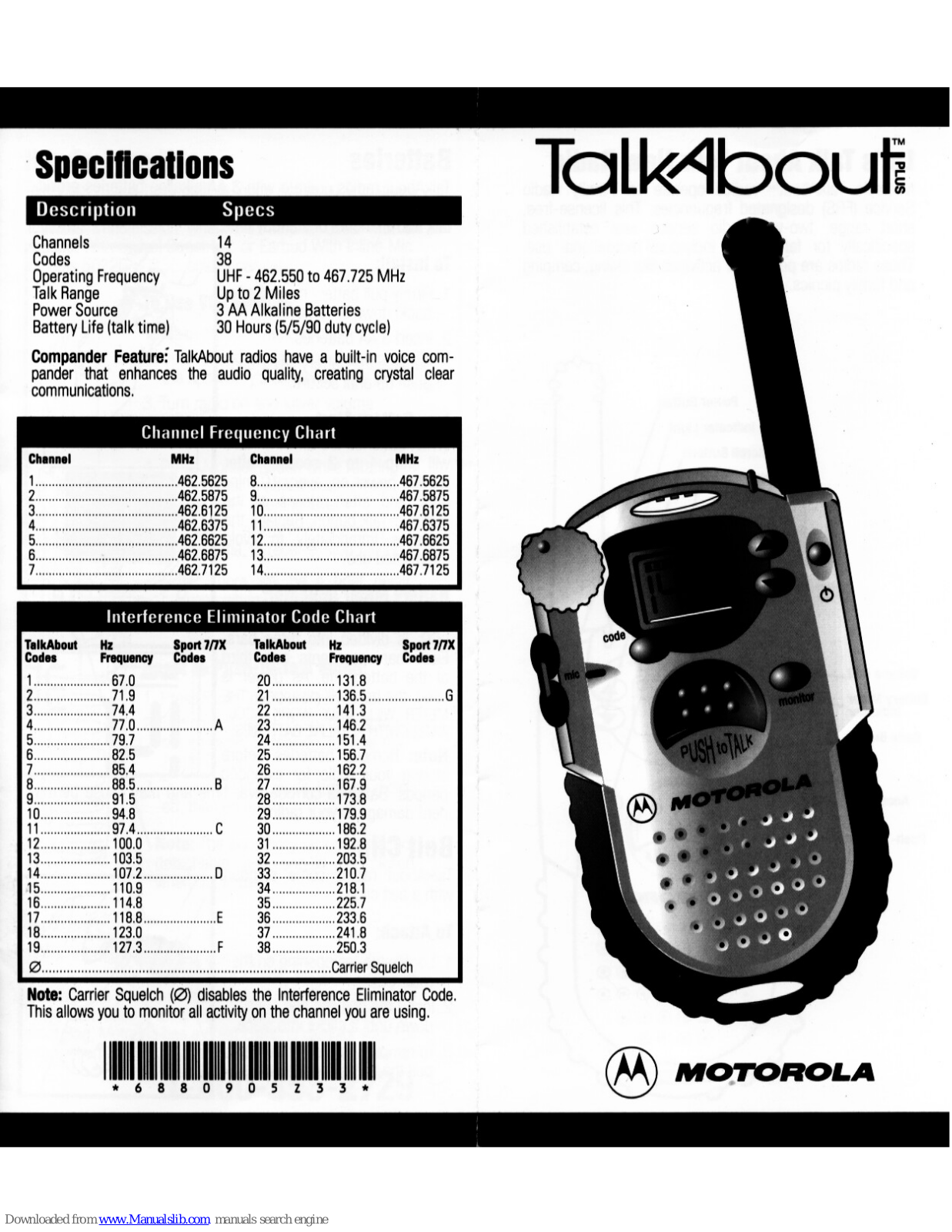 Motorola TalkAbout Plus User Manual