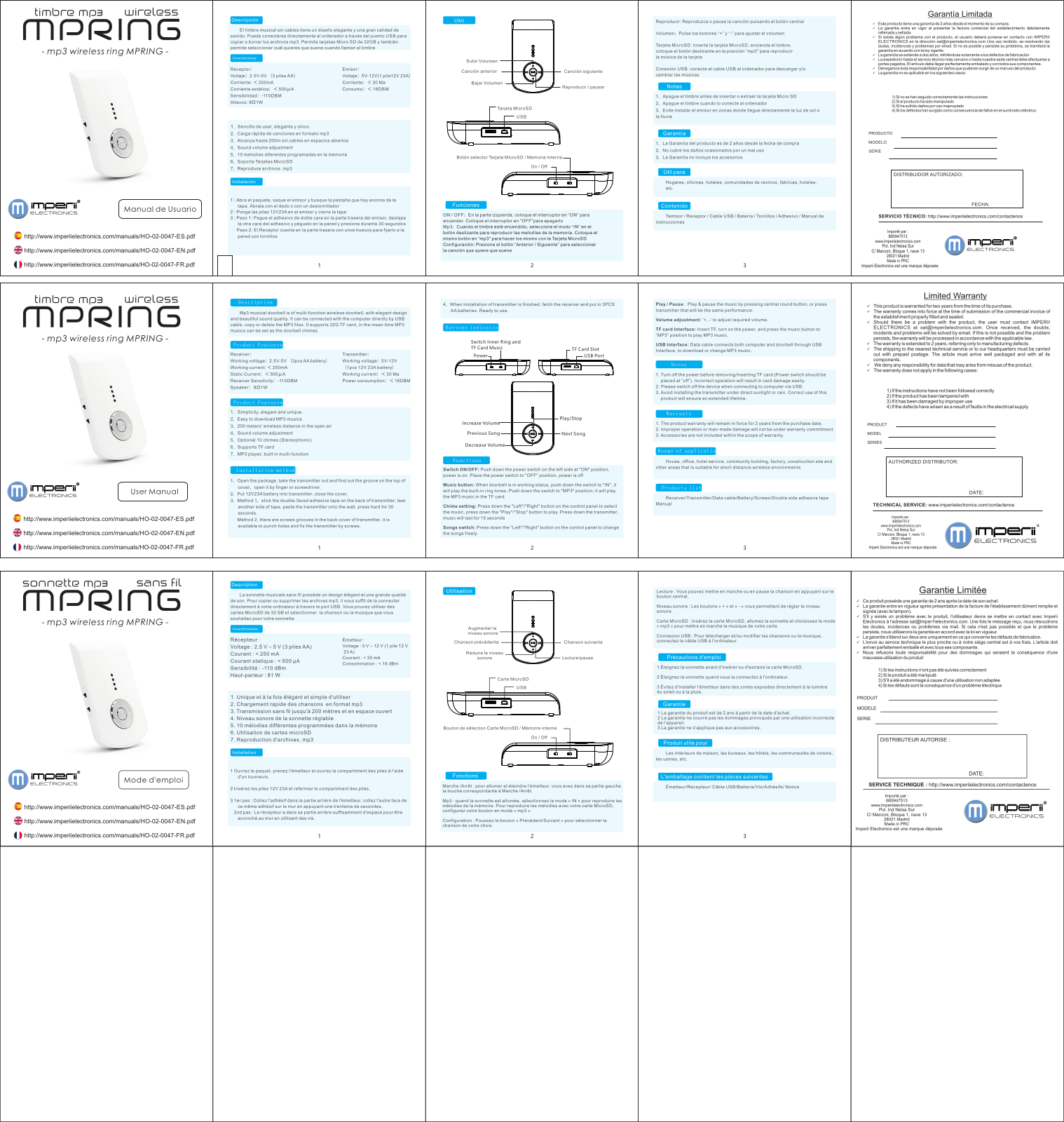 imperii Timbre Wireless MP3 MpRing User Manual