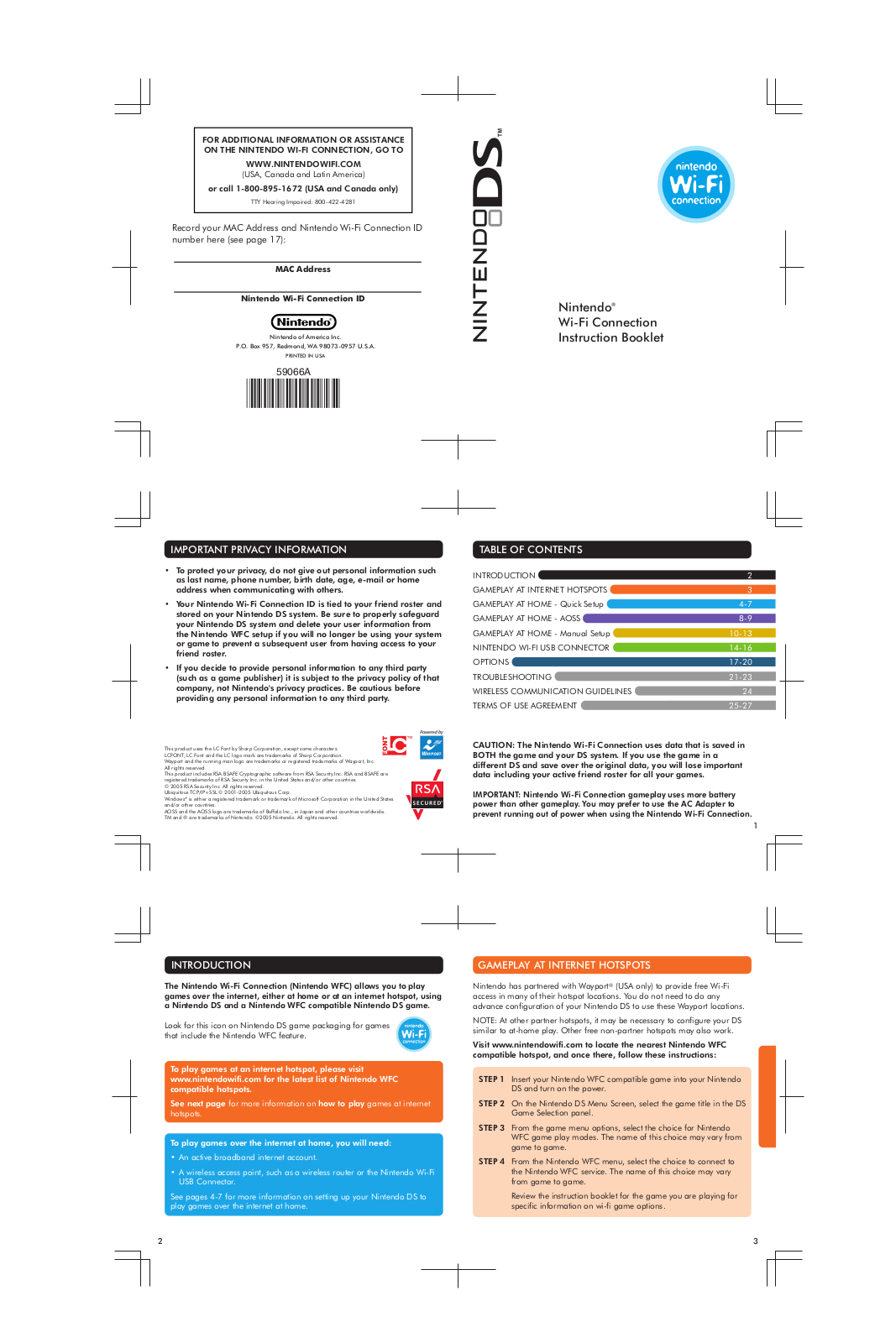 Nintendo DS WI-FI CONNECTION, WI-FI CONNECTION User Manual