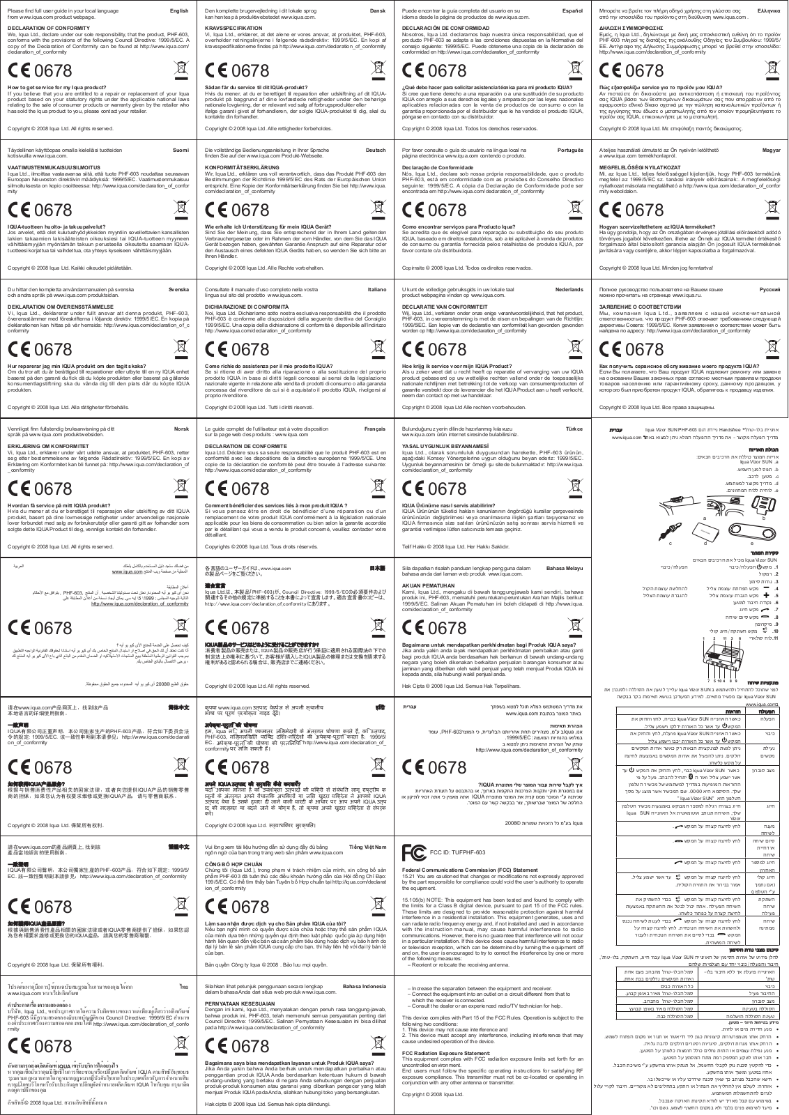 Savox Communications PHF 603 Users manual