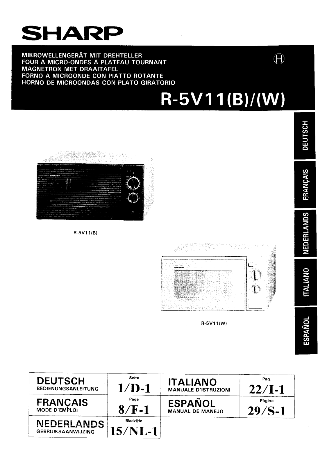 SHARP R-5V11 User Manual