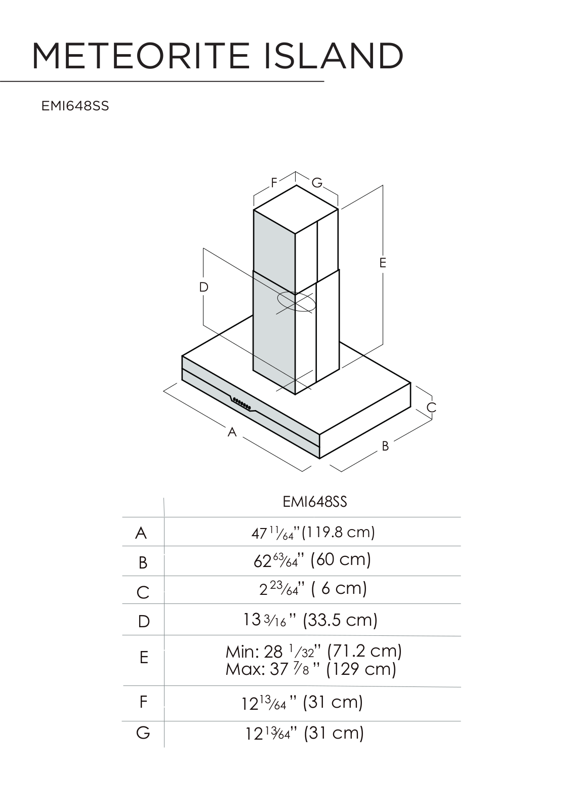 Elica EMI648SS Dimension Guide