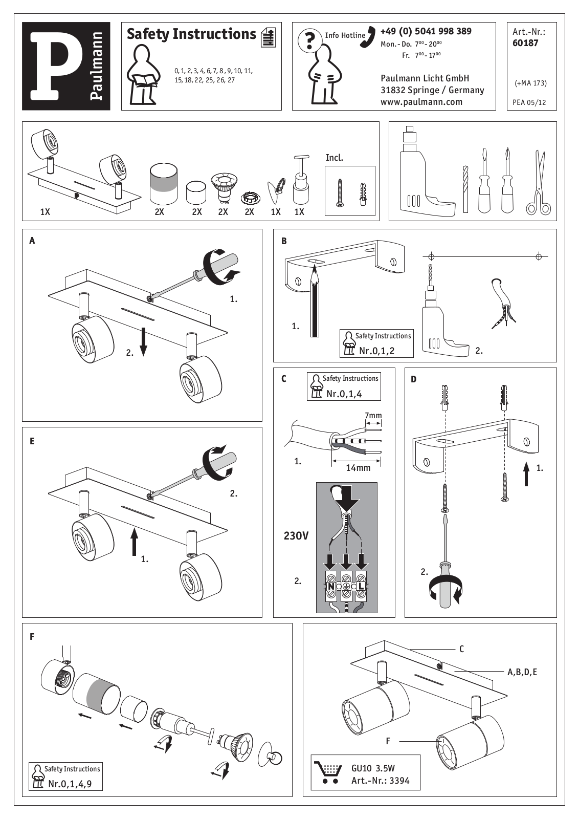 Paulmann 60187 Safety instructions - ManualMachine.com