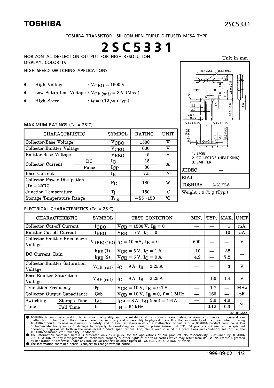 Toshiba 2SC5331 Datasheet